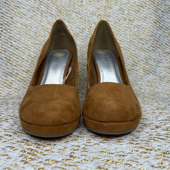 Marco Tozzi Suede Heels-UK6/39/US8-New, Brown 4” heel .5”‎ platform - Picture 2 of 6